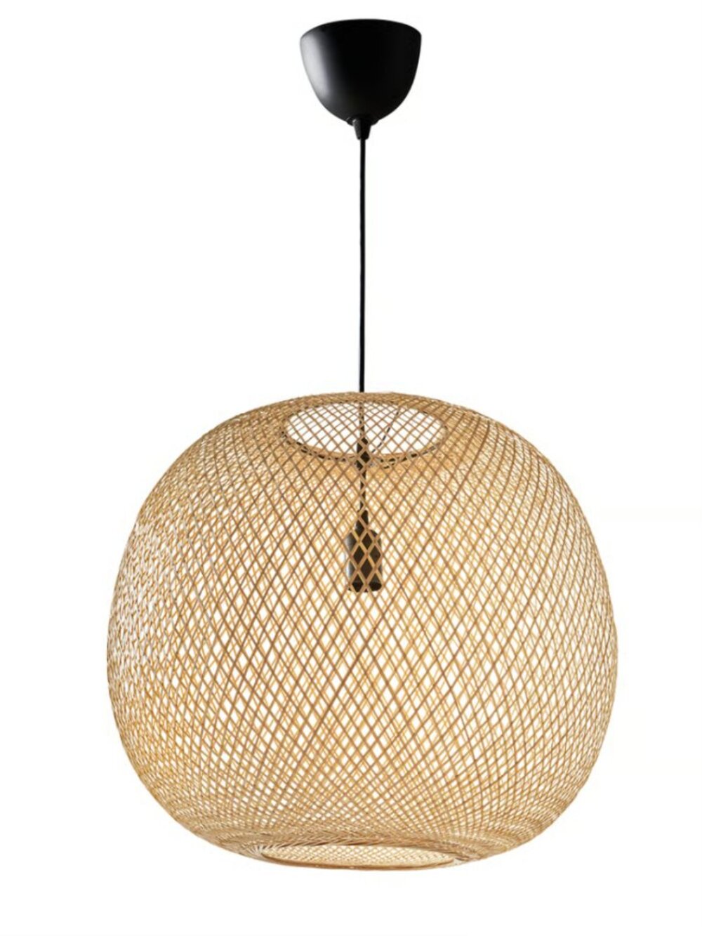 IKEA VINDÖGA Pendant Lamp 20" Bamboo Mesh Globe Chandelier Boho Natural Vindoga